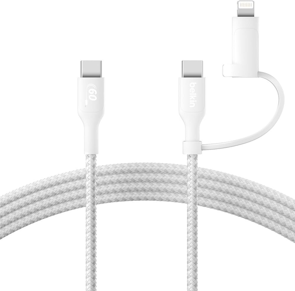 BOOSTCHARGE 2in1 USB-C to USB-C Braided Cable with Lightning adapter, 1.5M