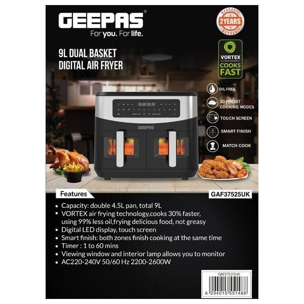 Geepas GAF37525UK - Air Fryer - Black