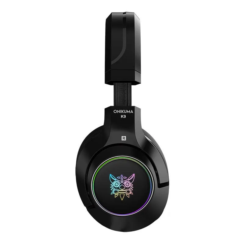 ONIKUMA K9 Wired Gaming Headset with RGB Lighting, Built-in Mic, USB and 3.5mm Connection, and 2.2m Cable – Black