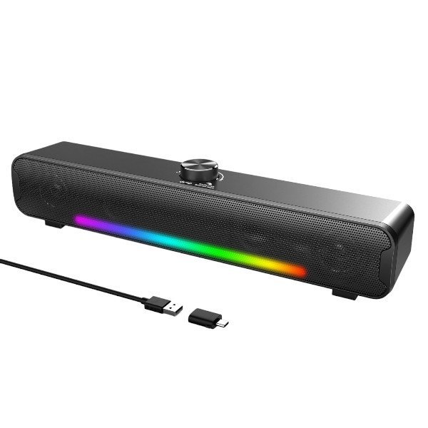 Onikuma L16 Dual Mode Gaming Speaker Bluetooth and USB RGB Light Portable Soundbar - Black